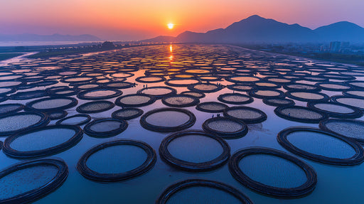 Circular Water Farm Mural Wallpaper | Geometric Scenic
