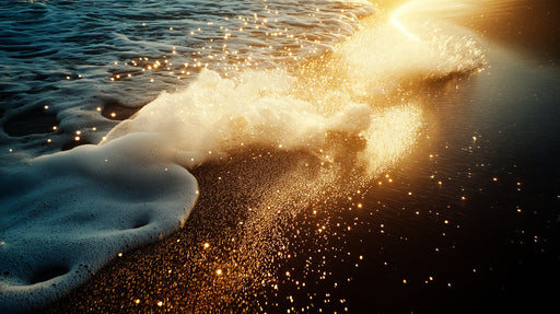 Golden Wave Beach Mural Wallpaper | Luxe Coastal Decoration
