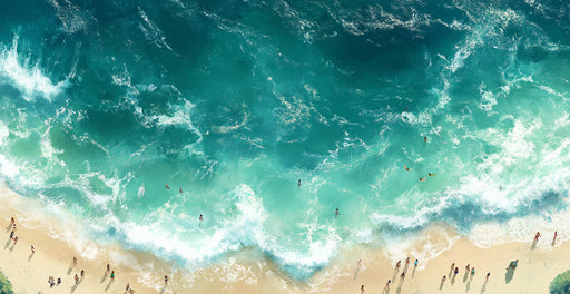 Beach Scene with Umbrellas Mural Wallpaper | Vibrant Coastal Decoration