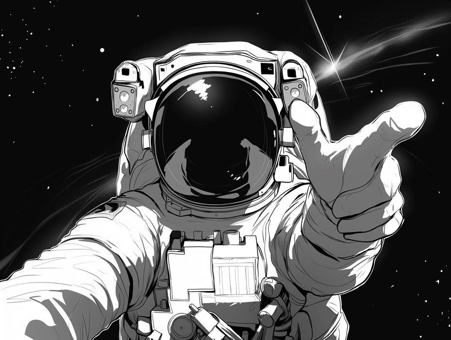 Black and White Astronaut Mural Wallpaper | Black White and Gray Astronaut