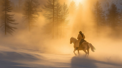 Misty Forest Rider Mural Wallpaper | Rustic Dynamic Decoration
