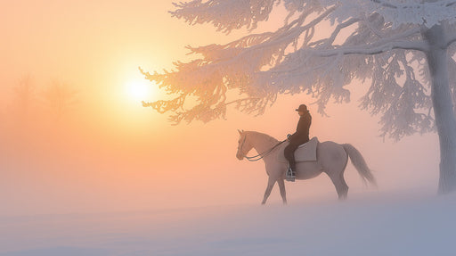 Snowy Tree Rider Sunset Mural Wallpaper | Serene Elegant Decoration