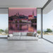 Pink Cityscape by the Lake Mural Wallpaper | Romantic Elegant Decoration