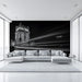 Tower with Light Trails Monochrome Mural Wallpaper | Modern Dynamic Decoration