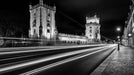 Tower with Light Trails Mural Wallpaper | Futuristic Urban Decoration