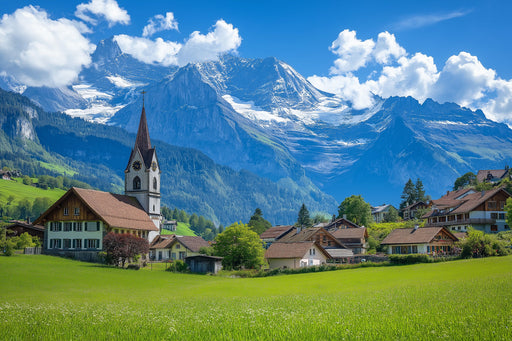 Alpine Village Mural Wallpaper | Serene Rustic Decoration