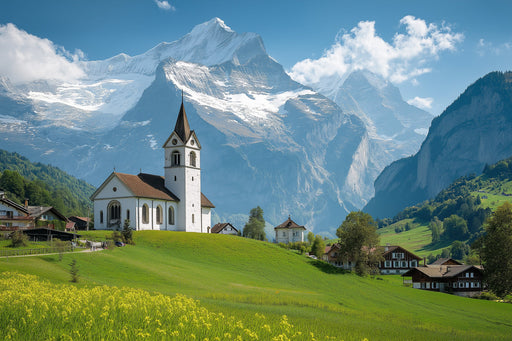 Alpine Village Mural Wallpaper | Serene Rustic Decoration