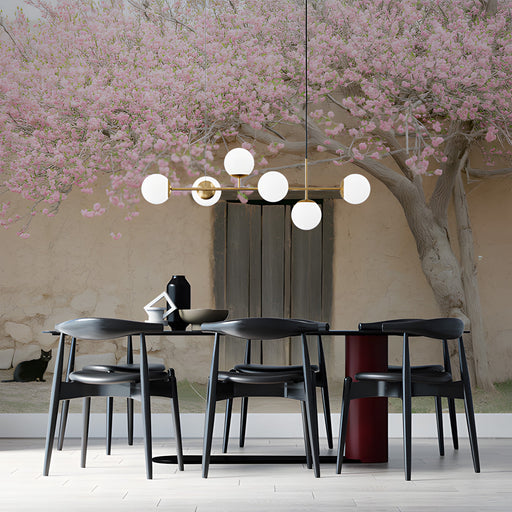 Cherry Blossom Courtyard Mural Wallpaper | Tranquil Elegant Decoration