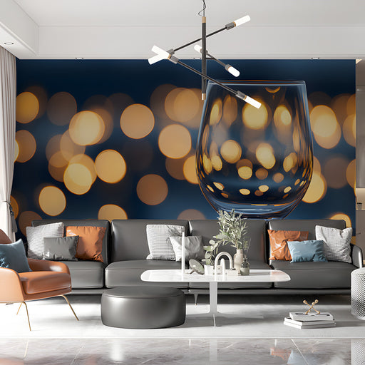 Golden Bokeh Glass Mural Wallpaper | Glamorous Modern Decoration