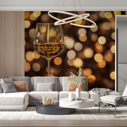 Golden Bokeh Glass Mural Wallpaper | Glamorous Modern Decoration