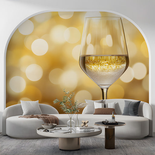 Golden Bokeh Glass Mural Wallpaper | Glamorous Modern Decoration