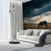 Horse in Sunset Field Mural Wallpaper | Serene Dramatic Decoration
