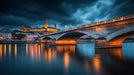 Nighttime Bridge Cityscape Mural Wallpaper | Elegant Urban Decoration
