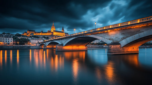 Nighttime Bridge Cityscape Mural Wallpaper | Elegant Urban Decoration