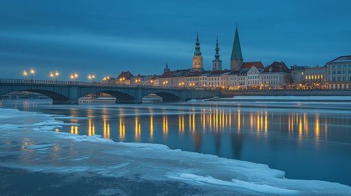 Nighttime River Cityscape Mural Wallpaper | Elegant Serene Decoration