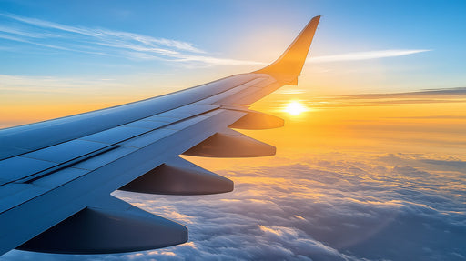 Airplane Wing at Sunset Living Room Mural Wallpaper | Adventurous Serene Decoration