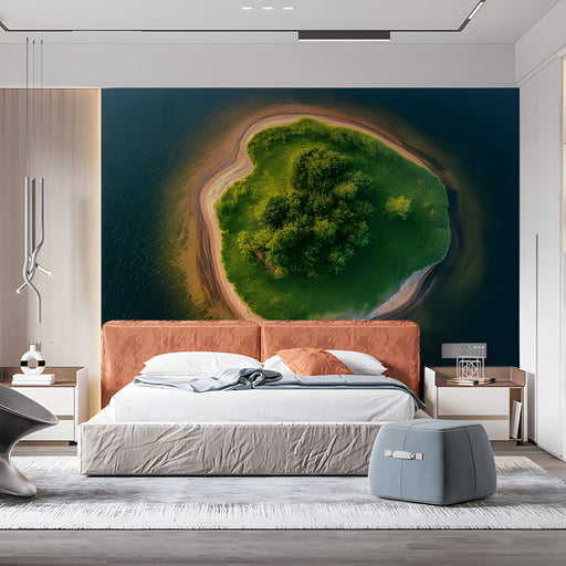 Island Lake Bedroom Mural Wallpaper | Tranquil Natural Decoration