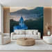 Blue Church with Distant Building Mural Wallpaper | Tranquil Contrast Decoration