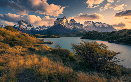 Mountain Lake Sunset Mural Wallpaper | Grand Natural Decoration