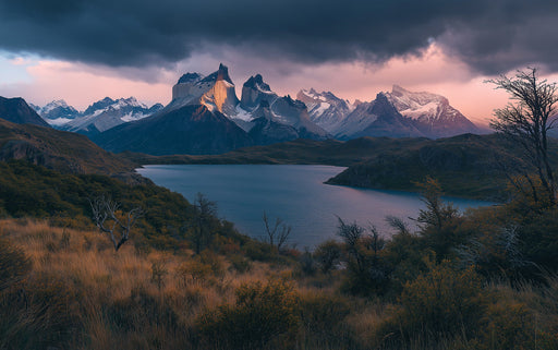 Mountain Lake Sunset Mural Wallpaper | Grand Natural Decoration