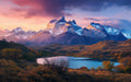 Vibrant Mountain Lake Mural Wallpaper | Dramatic Scenic