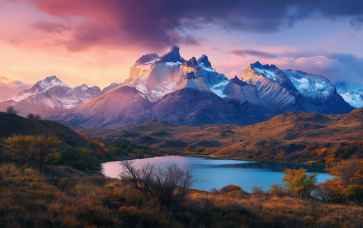 Vibrant Mountain Lake Mural Wallpaper | Dramatic Scenic