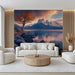 Autumn Tree Mountain Vista Mural Wallpaper | Warm Scenic Decoration