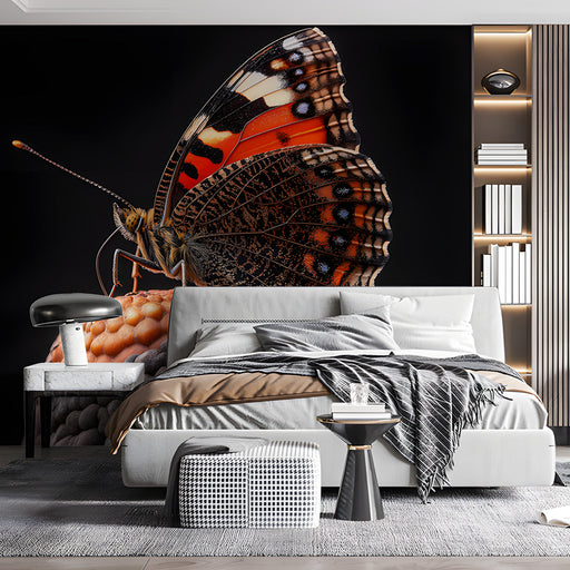 Butterfly on Blooming Flower Mural Wallpaper | Delicate Elegant Decoration