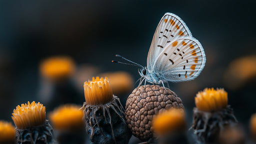 Spotted Butterfly with Floral Elements Mural Wallpaper | Vivid Natural Decoration