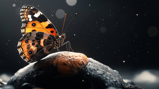 Graceful Butterfly on Dark Background Mural Wallpaper | Elegant Dramatic Decoration