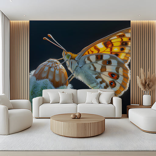 Butterfly with Abstract Shapes Mural Wallpaper | Contemporary Bold Decoration