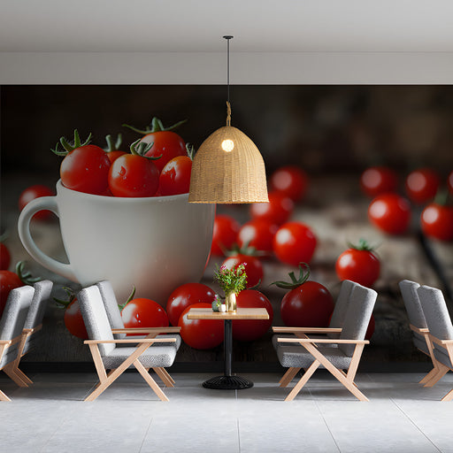 Tomato Cluster Rustic Mural Wallpaper | Warm Inviting Decoration