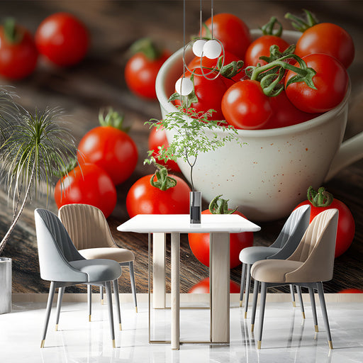 Tomato Cup Elegant Mural Wallpaper | Sophisticated Vivid Decoration
