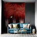 Blue Sofa with Red Fireworks Living Room Mural Wallpaper | Bold Contemporary