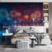 Multicolored Fireworks Over Water Living Room Mural Wallpaper | Lively Festive