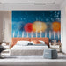 Multicolored Fireworks Over Water Living Room Mural Wallpaper | Lively Festive Decoration