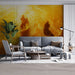 Golden Fishing Scene Living Room Mural Wallpaper | Serene Cultural Decoration