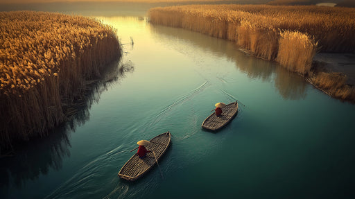 River Fishing at Dusk Living Room Mural Wallpaper | Peaceful Natural Decoration