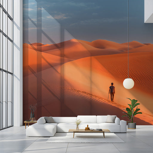 Geometric Desert Mural Wallpaper | Modern Adventurous Decoration