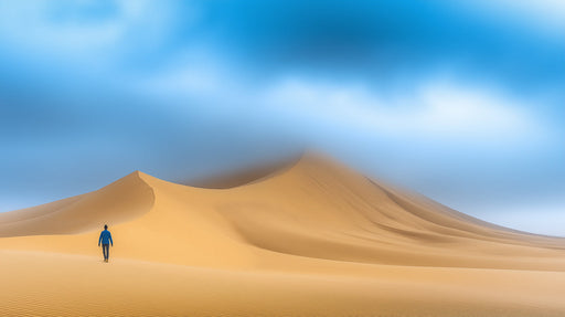 Solitary Desert Walker Mural Wallpaper | Serene Exploratory Decoration