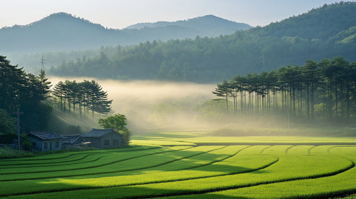 Rice Fields Misty Morning Mural Wallpaper | Serene Natural Decoration