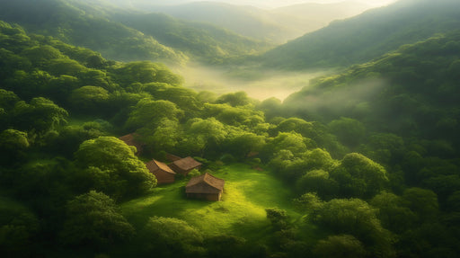 Verdant Valley Sunrise Mural Wallpaper | Refreshing Peaceful Decoration