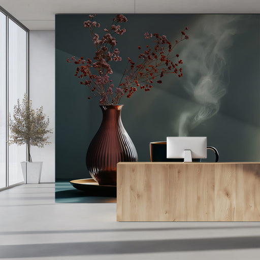 Steamy Vase Bedroom Mural Wallpaper | Relaxing Artistic Decoration