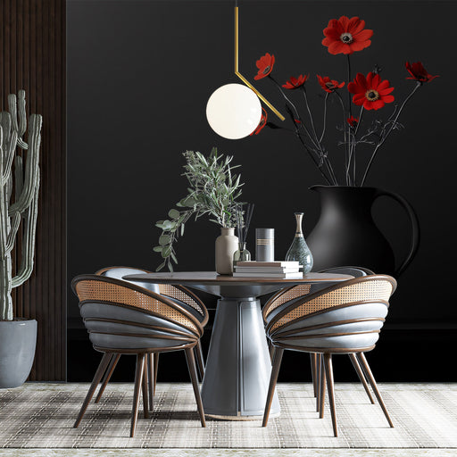 Red Floral Dining Mural Wallpaper | Bold Elegant Decoration