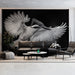 Black - and - White Bird II Living Room Mural Wallpaper | Dramatic Minimalist Decoration