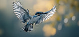Blue Bird Living Room Mural Wallpaper | Serene Dynamic Decoration