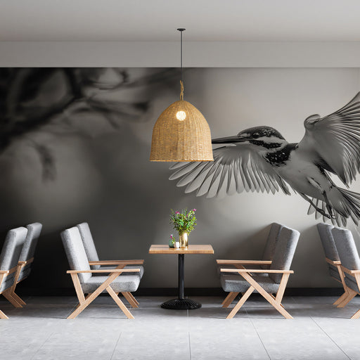 Monochrome Bird Caf¨¦ Mural Wallpaper | Chic Minimalist Decoration