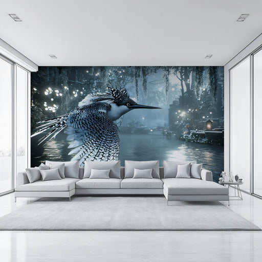 Enchanted Bird Living Room Mural Wallpaper | Mystical Elegant Decoration