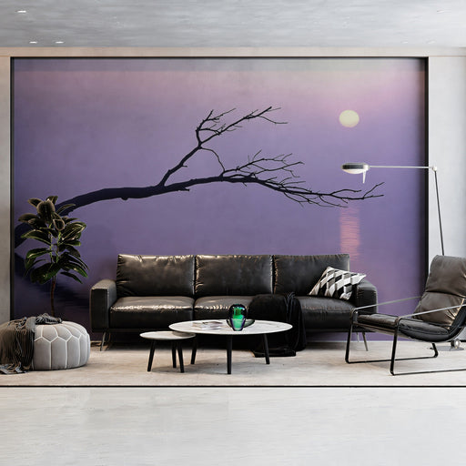 Purple Branch Living Room Mural Wallpaper | Modern Artistic Decoration
