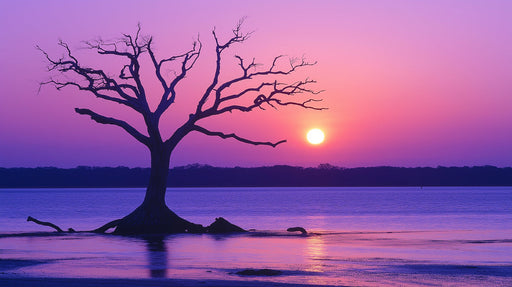 Purple Sunset Tree Dining Mural Wallpaper | Elegant Serene Decoration